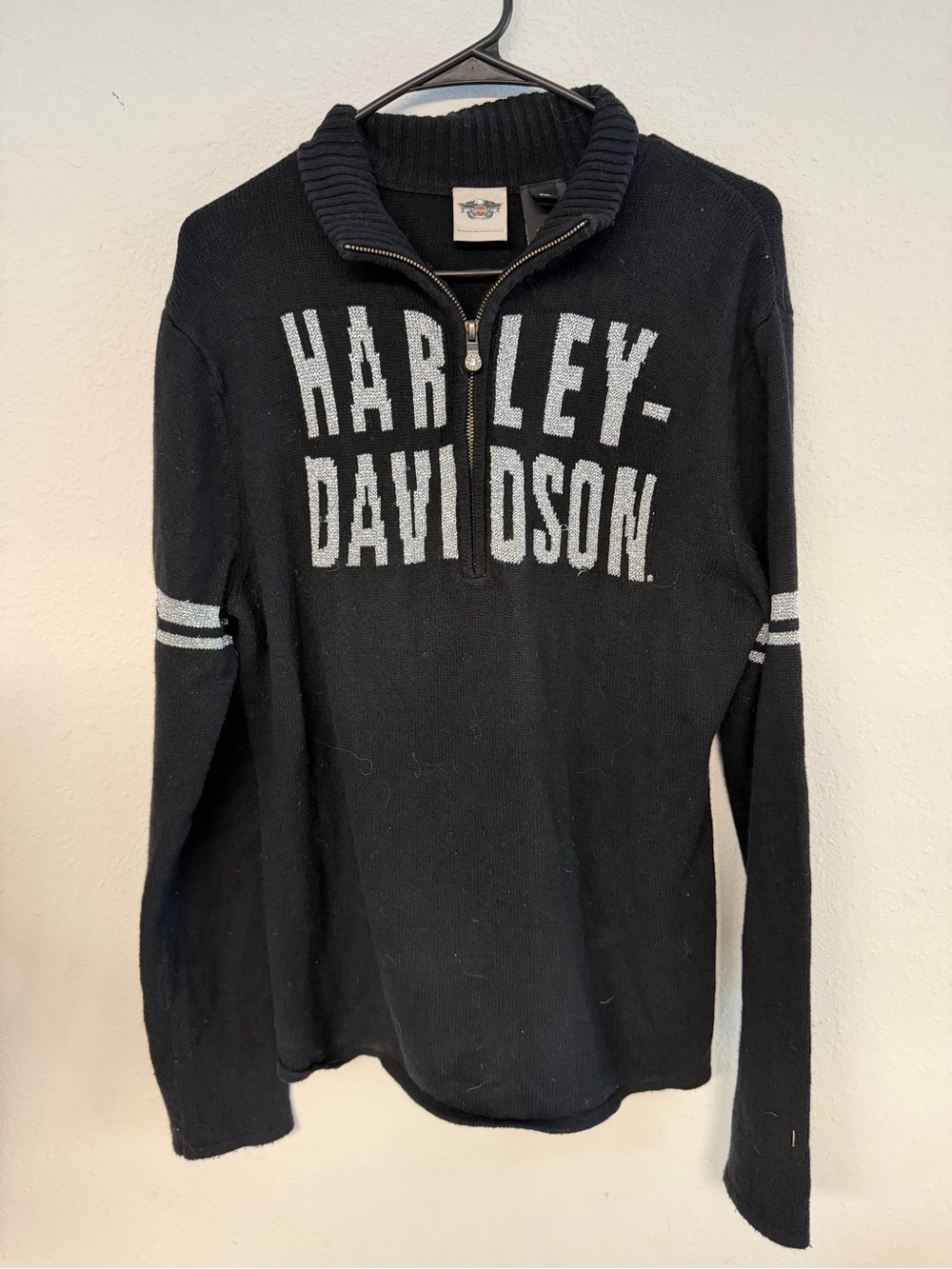 Harley-Davidson women’s Black Half-Zip Knit Sweater